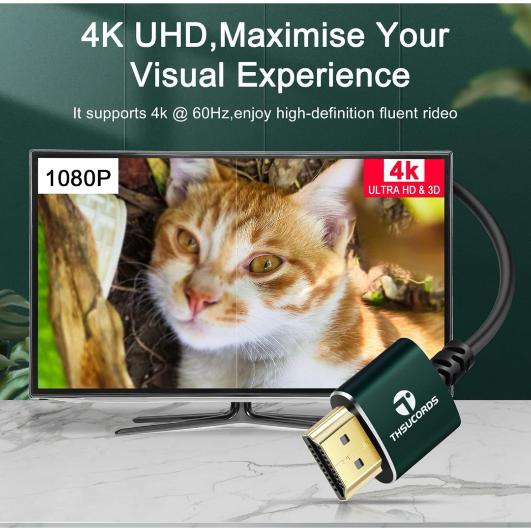 Thsucords 細柔らかい 薄型 ミニ HDMI HDMI ケーブル 5Mの通販 by