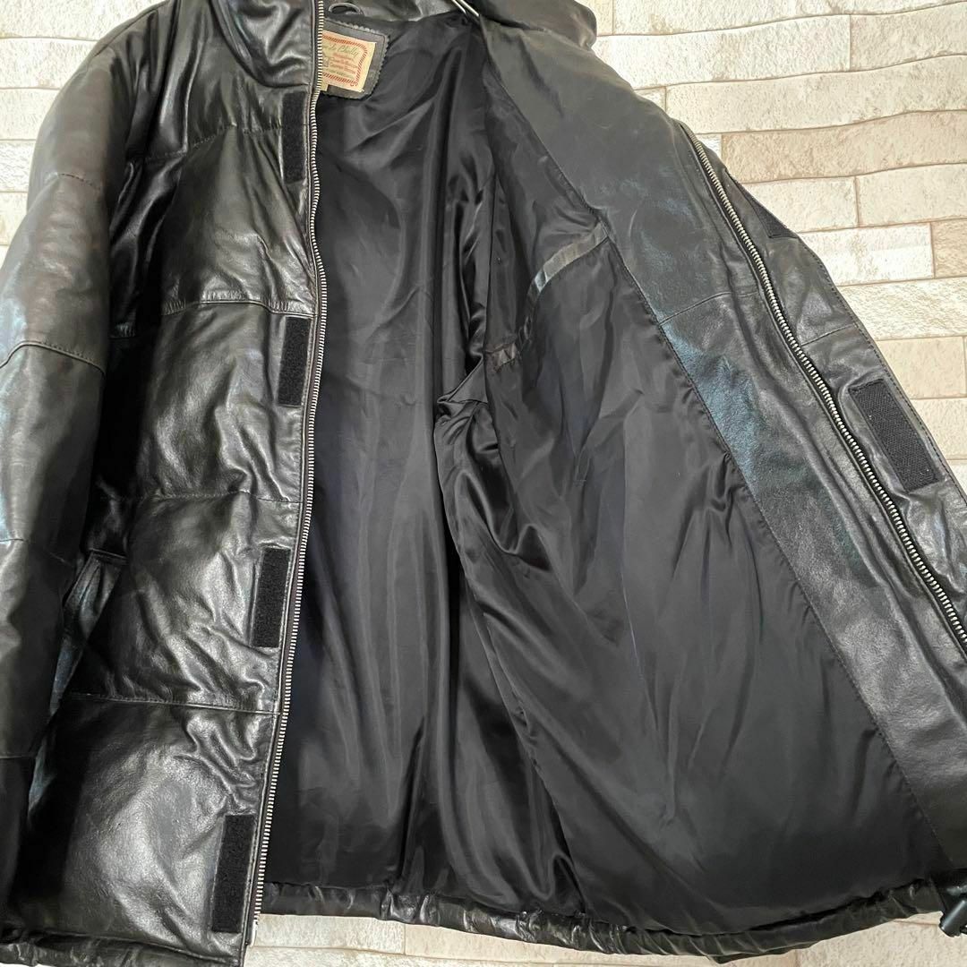 レザー ダウンジャケット 牛革 カウレザー ブラック L メンズのジャケット/アウター(ダウンジャケット)の商品写真