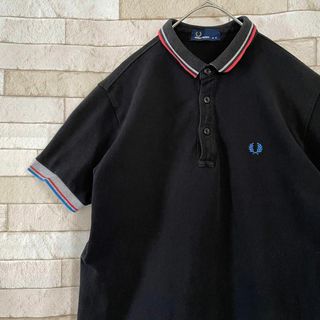 フレッドペリー(FRED PERRY)のフレッドペリー ポロシャツ 刺繍ロゴ 黒 M(ポロシャツ)