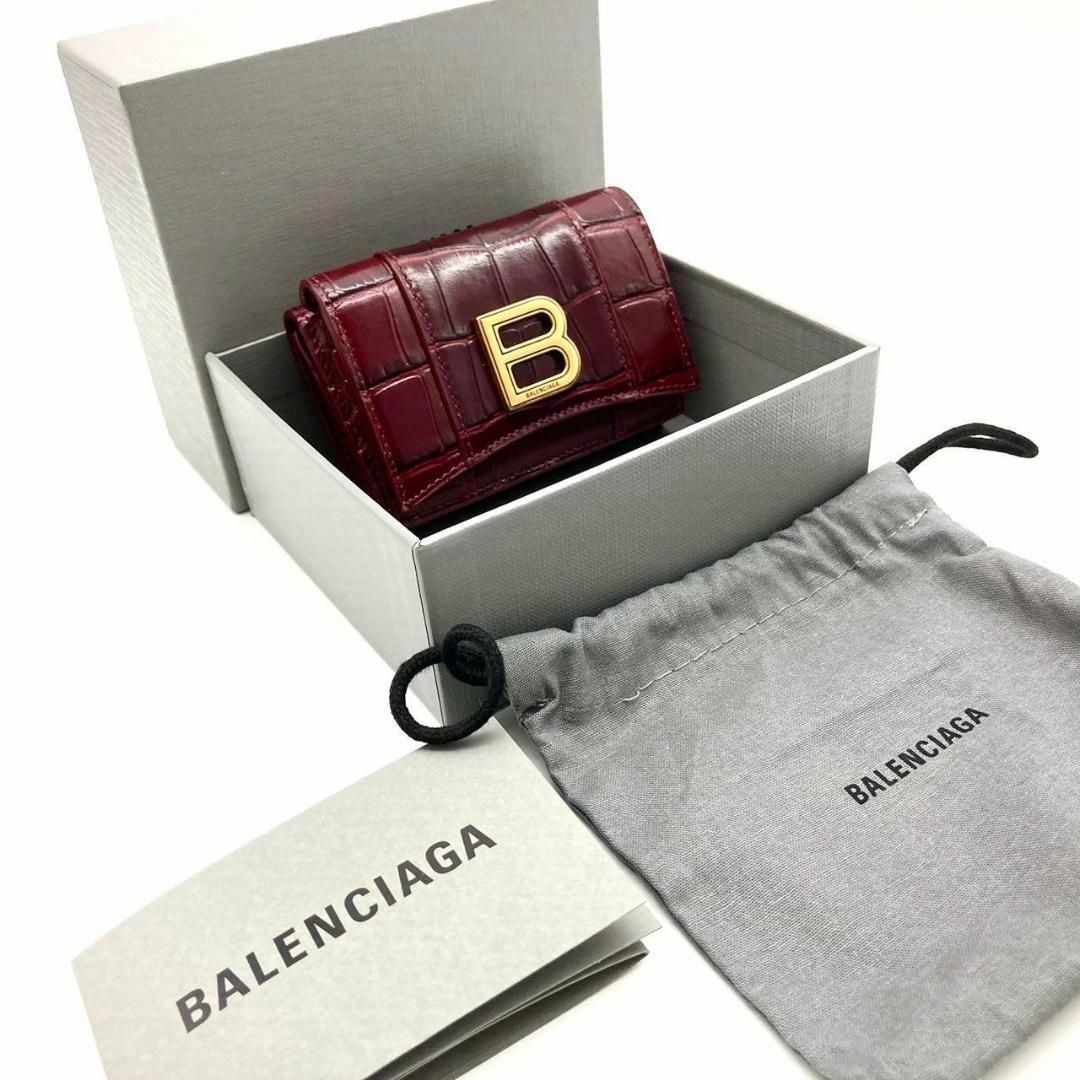 Balenciaga(バレンシアガ)のバレンシアガ 三つ折り財布 クロコ 型押し レザー ボルドー 60403 レディースのファッション小物(財布)の商品写真