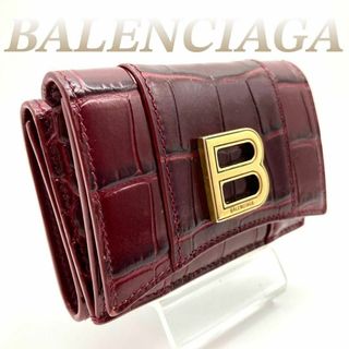 バレンシアガ(Balenciaga)のバレンシアガ 三つ折り財布 クロコ 型押し レザー ボルドー 60403(財布)