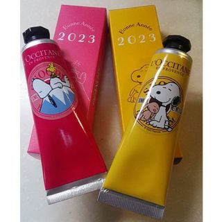 ロクシタン(L'OCCITANE)のロクシタン★スヌーピー・シアハンドクリーム２本★バニラブーケ＆ローズ(ハンドクリーム)