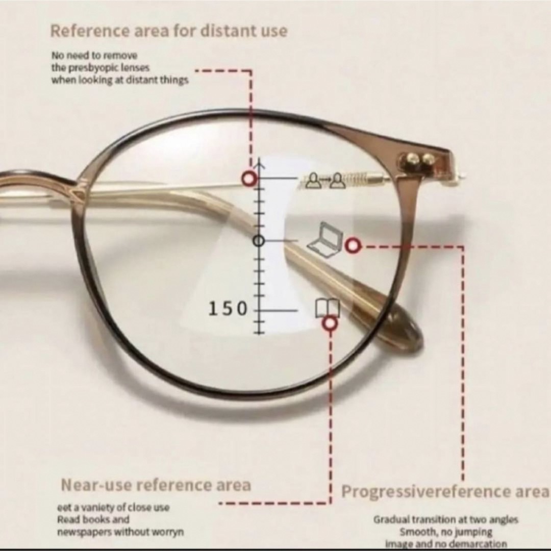 遠近両用メガネ　老眼鏡　リーディンググラス　おしゃれ　2.0　ブルーライトカット レディースのファッション小物(サングラス/メガネ)の商品写真