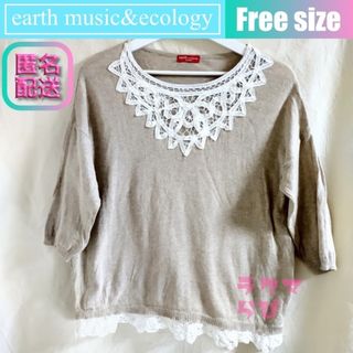 アースミュージックアンドエコロジー(earth music & ecology)のアースミュージックアンドエコロジー 生成 カットソー トップス レース tシャツ(カットソー(長袖/七分))