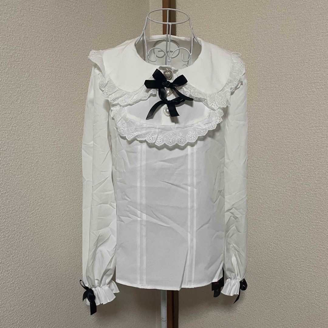 量産型 ブラウス ホワイト  地雷 リボン 天使界隈 パステル かわいい レディースのトップス(シャツ/ブラウス(長袖/七分))の商品写真
