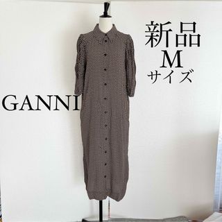 GANNI ガニー　チェック柄 ロングワンピース　M(38)サイズ(ロングワンピース/マキシワンピース)