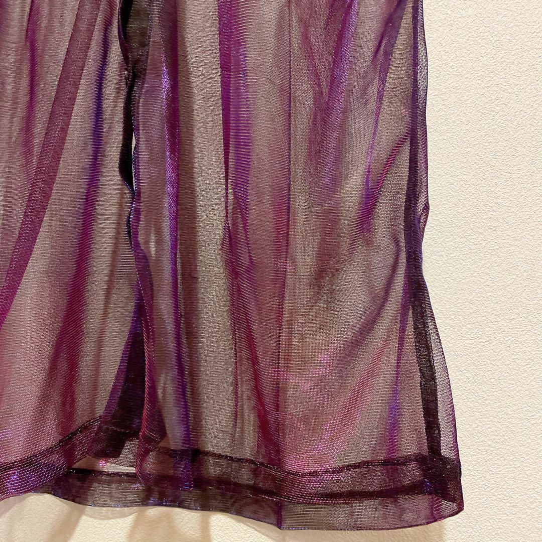 《244》オーロラ シースルー　ロング　シアーシャツ 透け感 韓国　紫　青 レディースのトップス(シャツ/ブラウス(長袖/七分))の商品写真