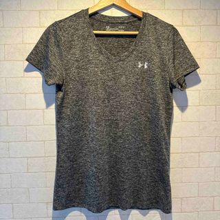 アンダーアーマー(UNDER ARMOUR)の【UNDERARMOUR L】Vネック Tシャツ グレー レディース スポーツ(Tシャツ(半袖/袖なし))