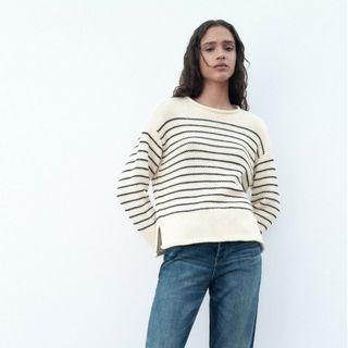 ザラ(ZARA)の新品 ZARA ザラ  ストライプ  ニット  セーター サマーセーター(ニット/セーター)