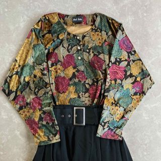 ロキエ(Lochie)のused レトロ クラシカル 花柄 カットソー古着 ヴィンテージ vintage(カットソー(長袖/七分))