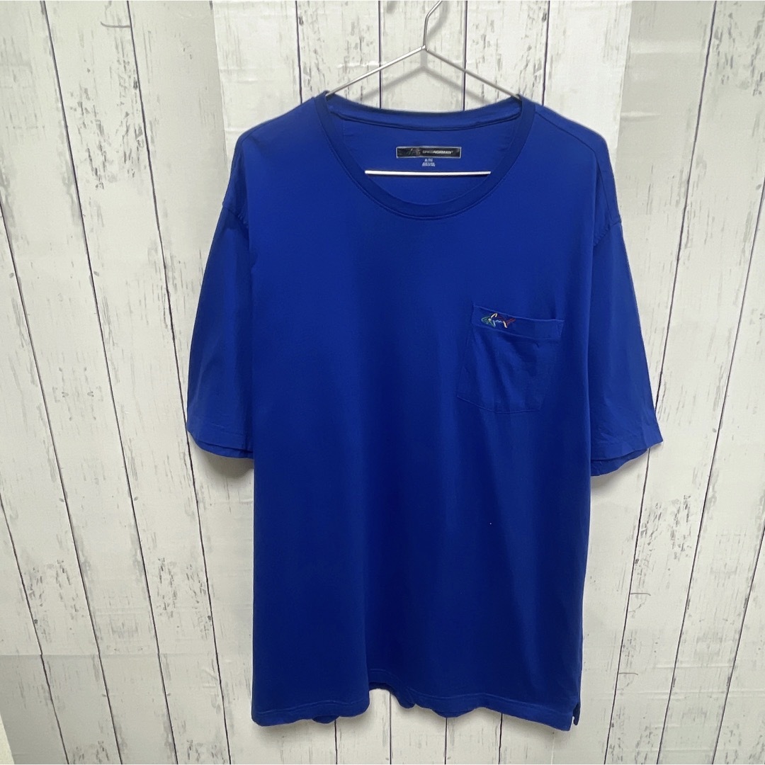 GREGNORMAN　Tシャツ　XL　ブルー　胸ポケット　ロゴ　サメ　USA古着 メンズのトップス(Tシャツ/カットソー(半袖/袖なし))の商品写真