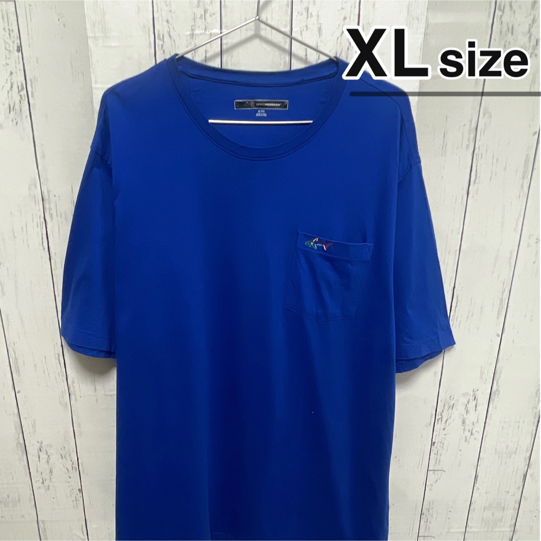 GREGNORMAN　Tシャツ　XL　ブルー　胸ポケット　ロゴ　サメ　USA古着 メンズのトップス(Tシャツ/カットソー(半袖/袖なし))の商品写真