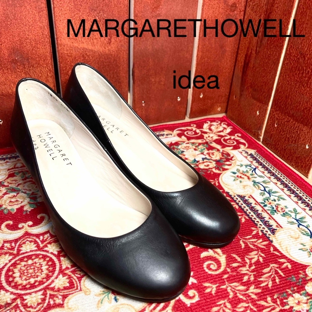 MARGARET HOWELL(マーガレットハウエル)のMARGARETHOWELLi dea黒レザーパンプス22.5cm レディースの靴/シューズ(ハイヒール/パンプス)の商品写真