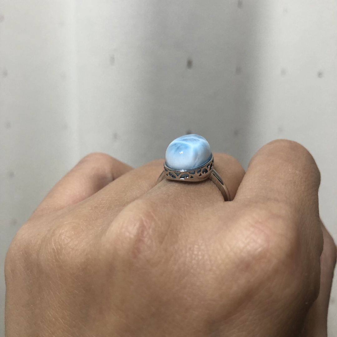 ラリマー　指輪　リング　天然石　パワーストーン レディースのアクセサリー(リング(指輪))の商品写真