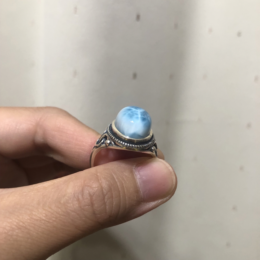 ラリマー　指輪　リング　天然石　パワーストーン レディースのアクセサリー(リング(指輪))の商品写真