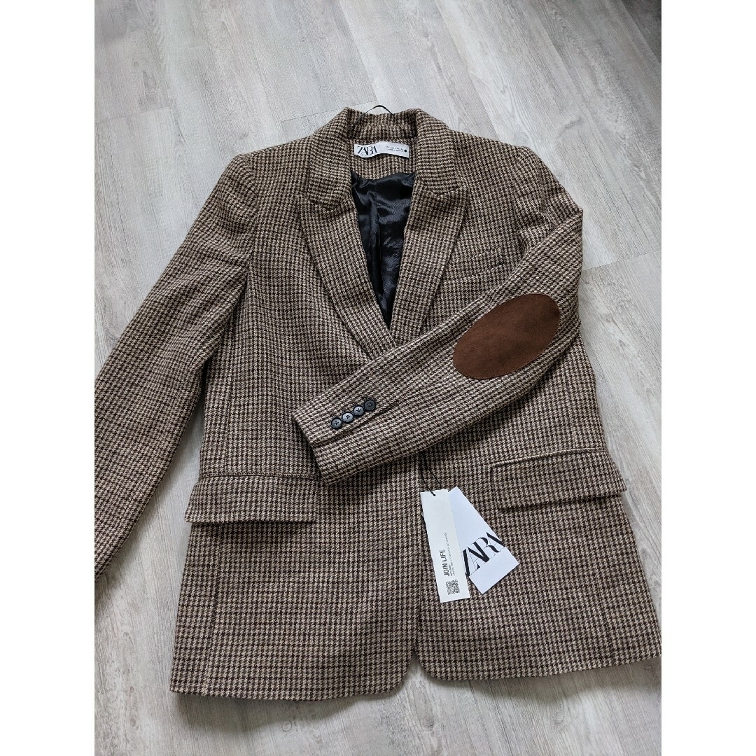 ZARA - ZARA エルボーパッチ ウールブレザー XSサイズ ブラウン ZARA - ZARA エルボーパッチ ウールブレザー XSサイズ ブラウン
