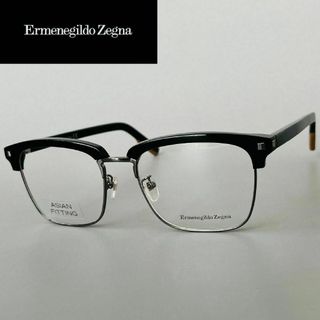 エルメネジルドゼニア(Ermenegildo Zegna)のメガネ メンズ エルメネジルドゼニア サーモントブロー アジアンフィット 黒(サングラス/メガネ)