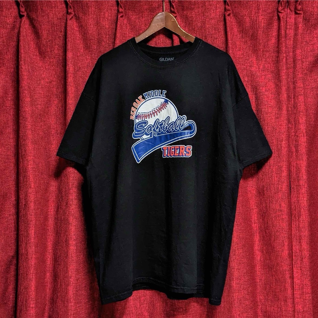 GILDAN(ギルタン)のUS古着 スクールT チームロゴ Tシャツ 黒 半袖 アメカジ ワイドシルエット メンズのトップス(Tシャツ/カットソー(半袖/袖なし))の商品写真