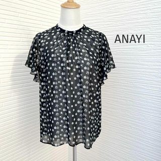 アナイ(ANAYI)のアナイ＊フラワープリントブラウス　フリル　ラッフル　シアー(シャツ/ブラウス(半袖/袖なし))