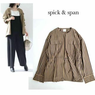 スピックアンドスパン(Spick & Span)の洗える♡スピックアンドスパン＊ワッシャーストライプアーミーブルゾン　羽織り(シャツ/ブラウス(長袖/七分))