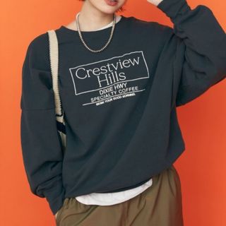 アングリッド(Ungrid)の新品未使用 Ungrid 刺繍ロゴルーズスウェット トレーナー チャコールグレー(トレーナー/スウェット)