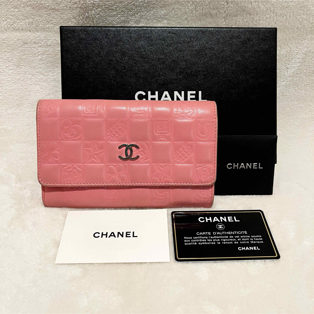 CHANEL(シャネル)の美品 CHANEL シャネル アイコンシリーズ 折り財布 ピンク カメリア レディースのファッション小物(財布)の商品写真