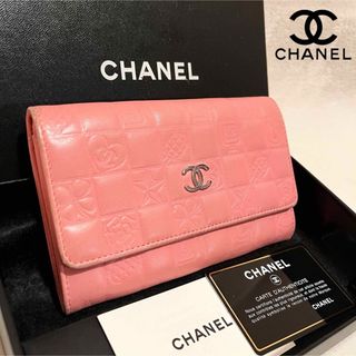 シャネル(CHANEL)の美品 CHANEL シャネル アイコンシリーズ 折り財布 ピンク カメリア(財布)