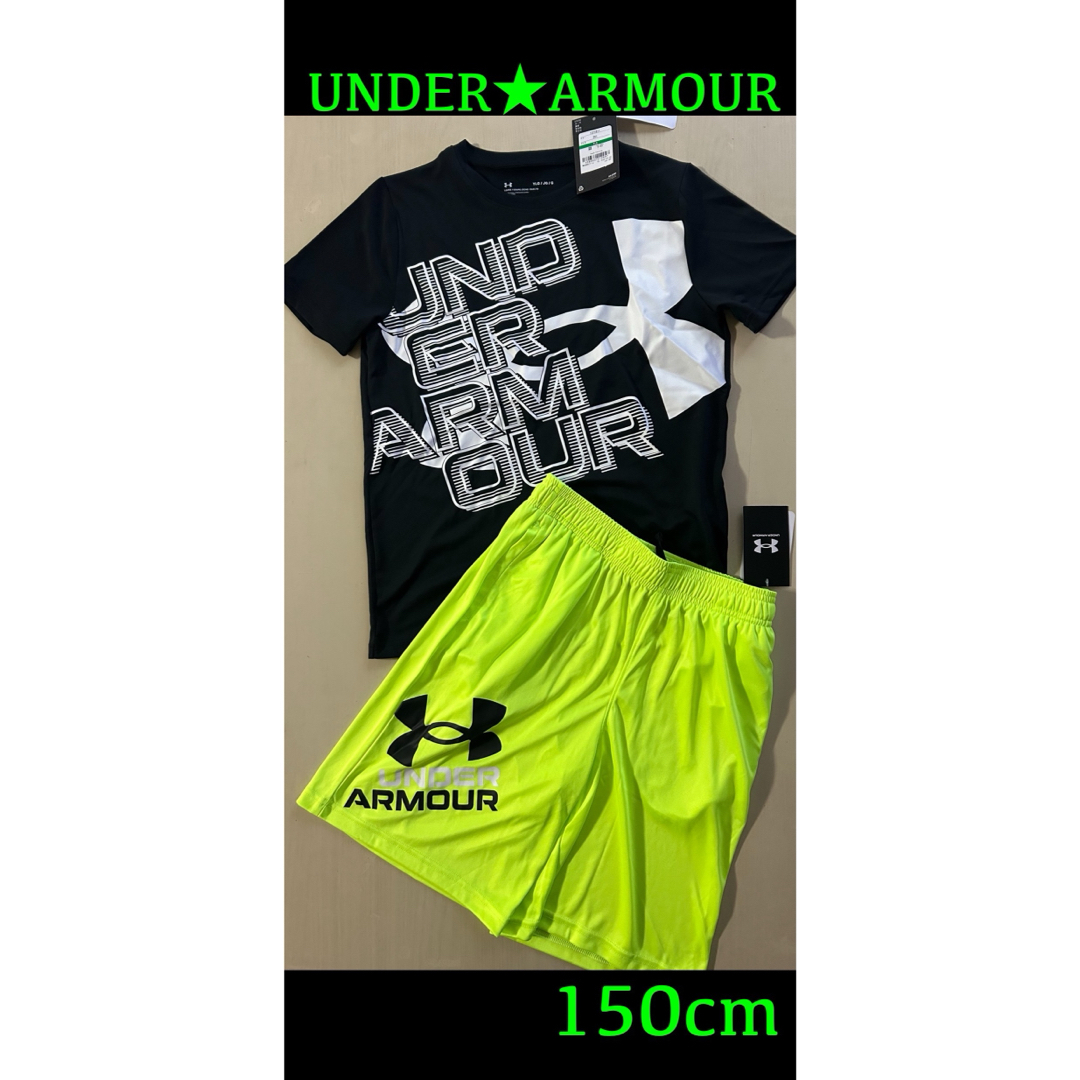 UNDER ARMOUR(アンダーアーマー)の新品タグ付き　150㎝　UNDERARMOURアンダーアーマーセットアップ キッズ/ベビー/マタニティのキッズ服男の子用(90cm~)(Tシャツ/カットソー)の商品写真