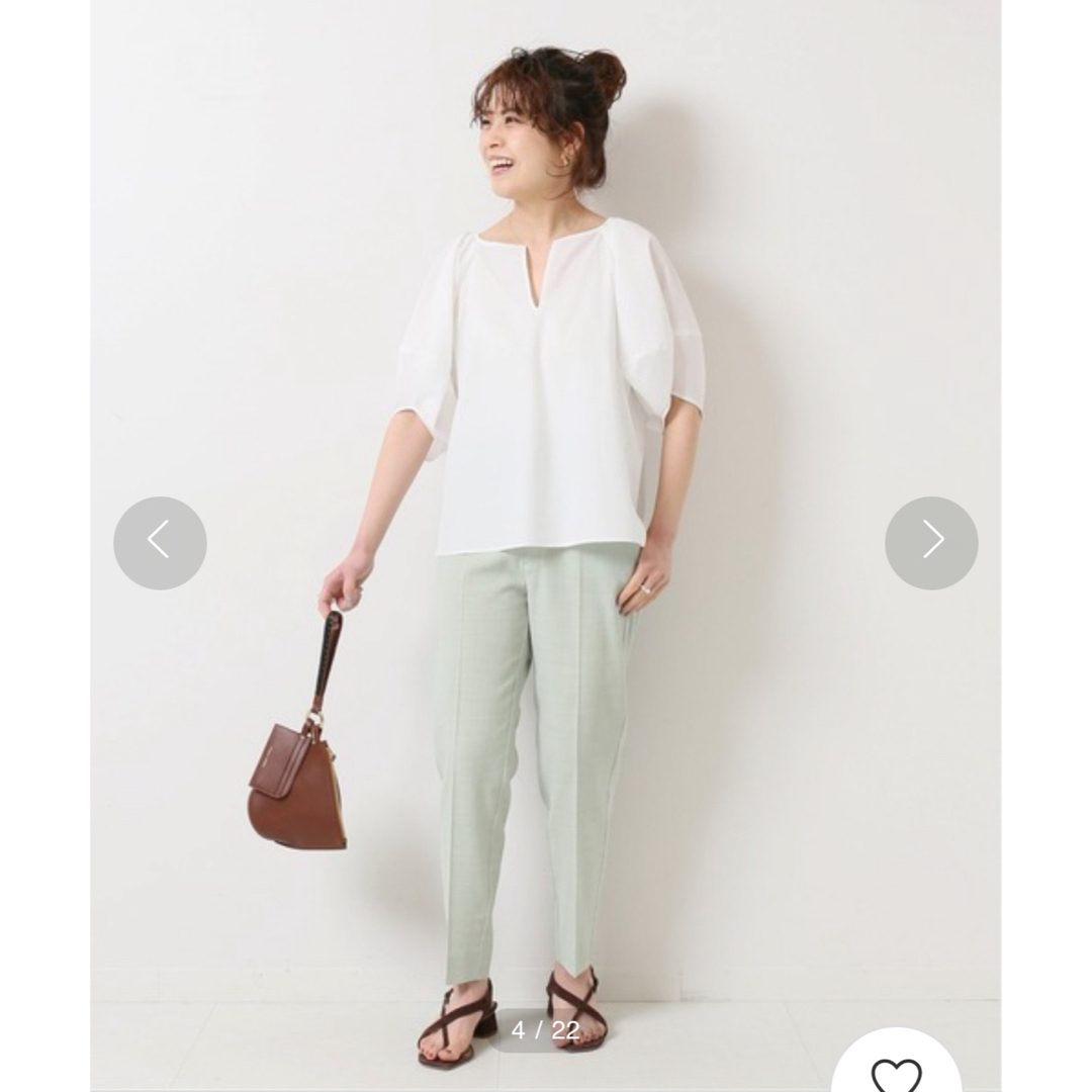 Spick & Span(スピックアンドスパン)の【美品】spick&span スピックアンドスパン　ブラウス　キーネック レディースのトップス(シャツ/ブラウス(半袖/袖なし))の商品写真