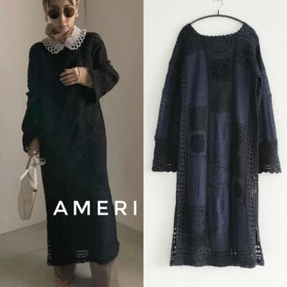 アメリヴィンテージ(Ameri VINTAGE)の新品タグ付き AMERI コースターレース ニットワンピース ニットドレス M(ロングワンピース/マキシワンピース)