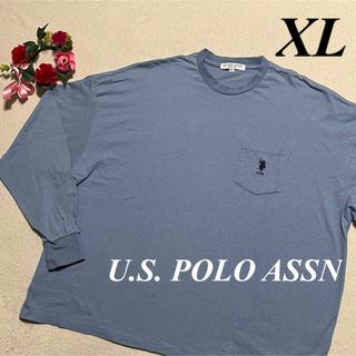 ユーエスポロアッスン(U.S. POLO ASSN.)のユーエスポロアッスン ♡ワンポイント刺繍Tシャツ 長袖 カジュアル 大きい　XL(Tシャツ/カットソー(七分/長袖))