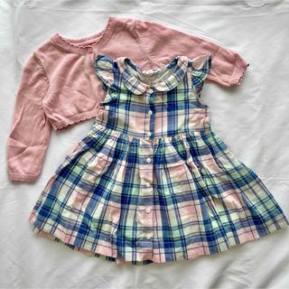 ベビーギャップ(babyGAP)のbabyGAP ワンピース ボレロ 80cm ピンク ノースリ 長袖 チェック(ワンピース)