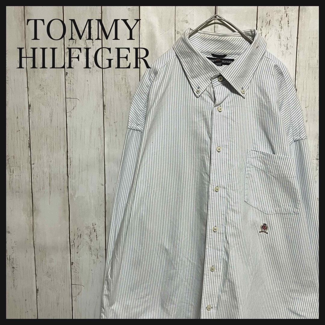 TOMMY HILFIGER(トミーヒルフィガー)のトミーヒルフィガー 長袖BDストライプシャツ ワンポイント刺繍ロゴ Z1131 メンズのトップス(シャツ)の商品写真