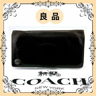 コーチ(COACH)のコーチ 二つ折り 長財布 ブラック メンズ(長財布)