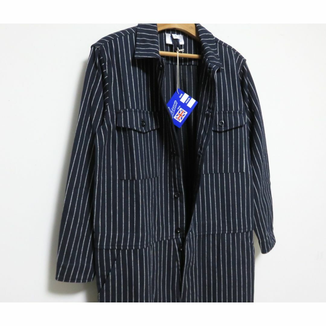 Yarmo(ヤーモ)の新品 Yarmo BOILER SUIT S ネイビー ストライプ イギリス製 レディースのパンツ(オールインワン)の商品写真