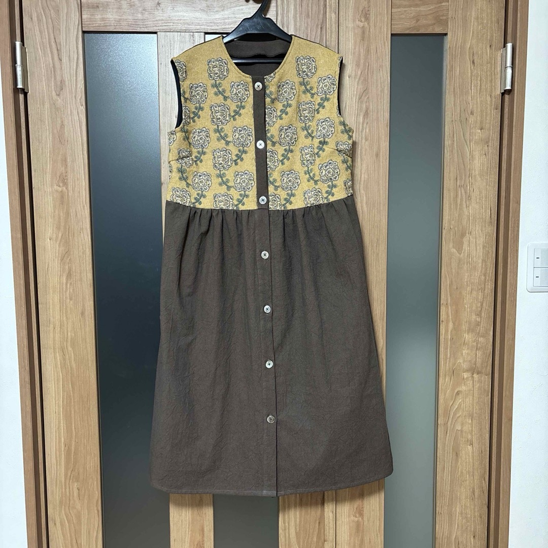 ミナペルホネン　yula ワンピース　ジャンパースカート　羽織り　ハンドメイド レディースのワンピース(ロングワンピース/マキシワンピース)の商品写真