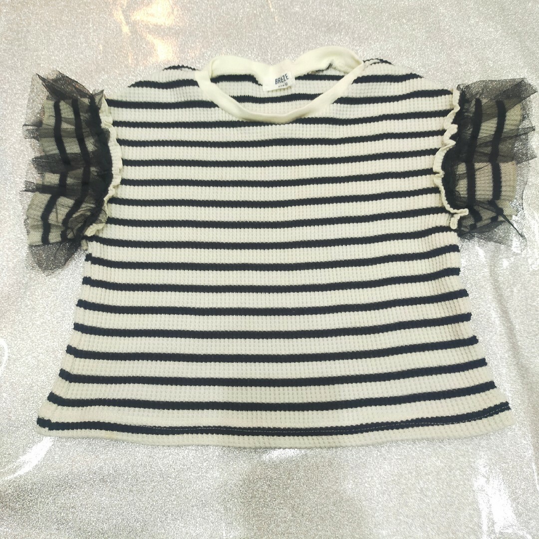 BREEZE(ブリーズ)のBREEZE ボーダー 肩フリル トップス 100cm キッズ/ベビー/マタニティのキッズ服女の子用(90cm~)(Tシャツ/カットソー)の商品写真