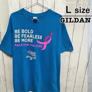 ギルタン(GILDAN)のGILDAN　Tシャツ　L　ライトブルー　水色　 ロゴ　new balance(Tシャツ/カットソー(半袖/袖なし))