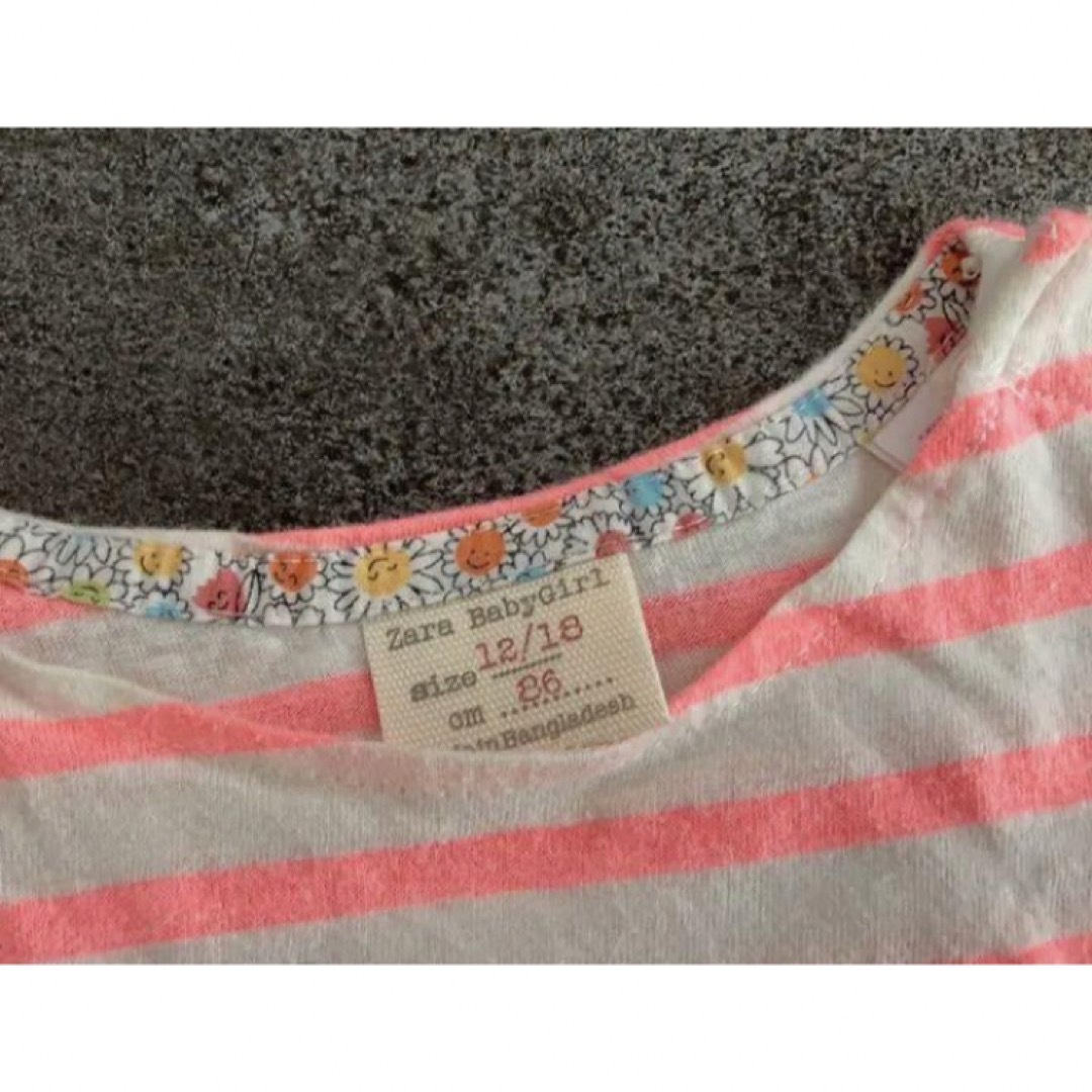 ZARA KIDS(ザラキッズ)のZARA baby*ザラベビー*ボーダーTシャツ*ピンク*86 キッズ/ベビー/マタニティのベビー服(~85cm)(Ｔシャツ)の商品写真