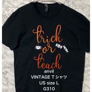 アンビル(Anvil)のハロウィン風 US古着 Lsize anvil VINTAGE Tシャツブラック(Tシャツ/カットソー(半袖/袖なし))