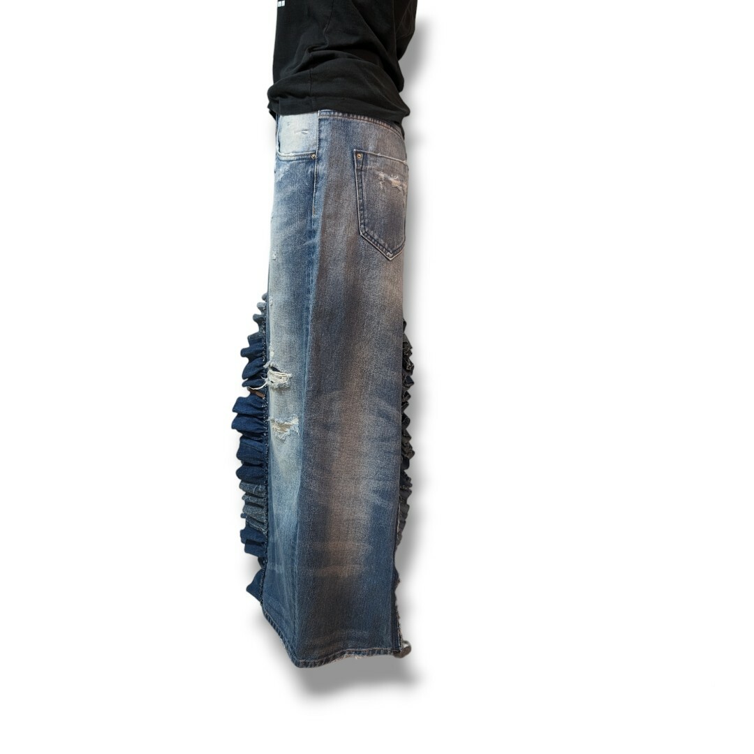 ダブルフリル❤デニム リメイクスカート レディースのスカート(ロングスカート)の商品写真