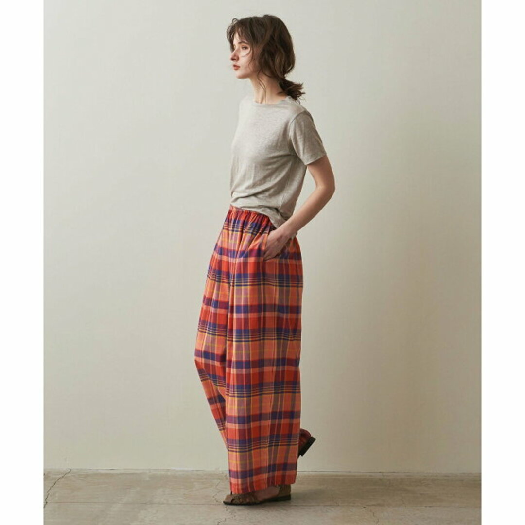 steven alan(スティーブンアラン)の【RED】<Steven Alan>COTTON SILK CHECK EASY WIDE PANTS/パンツ レディースのパンツ(その他)の商品写真