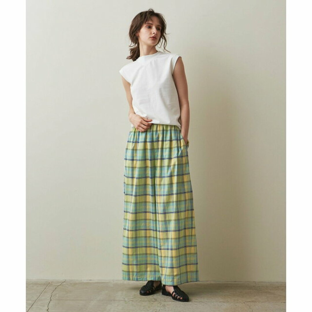 steven alan(スティーブンアラン)の【LIME】【M】<Steven Alan>COTTON SILK CHECK EASY WIDE PANTS/パンツ レディースのパンツ(その他)の商品写真