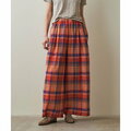 【RED】【S】<Steven Alan>COTTON SILK CHECK EASY WIDE PANTS/パンツ