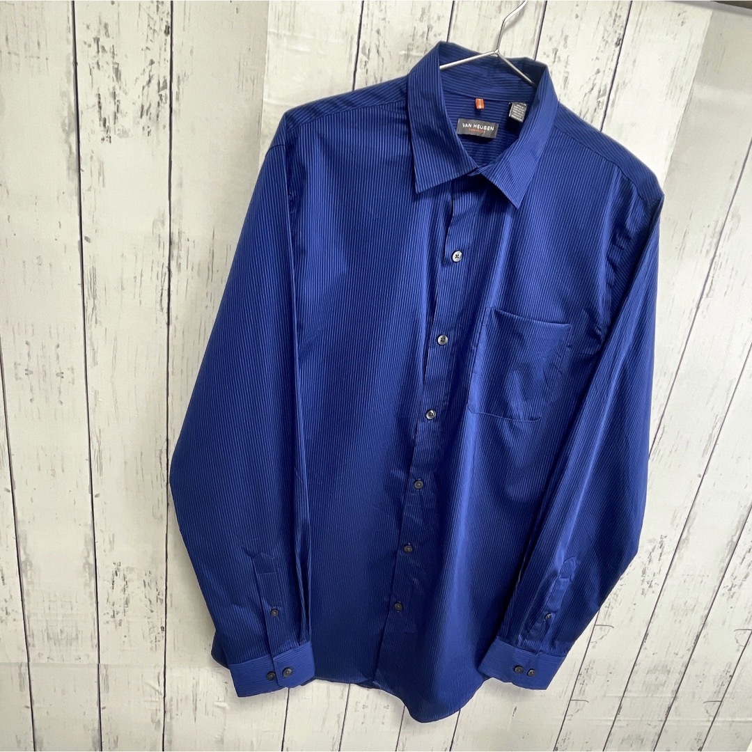 shirts(シャツ)のUSA古着　ドレスシャツ　S　ブルー　ストライプ　長袖　VAN HEUSEN メンズのトップス(シャツ)の商品写真