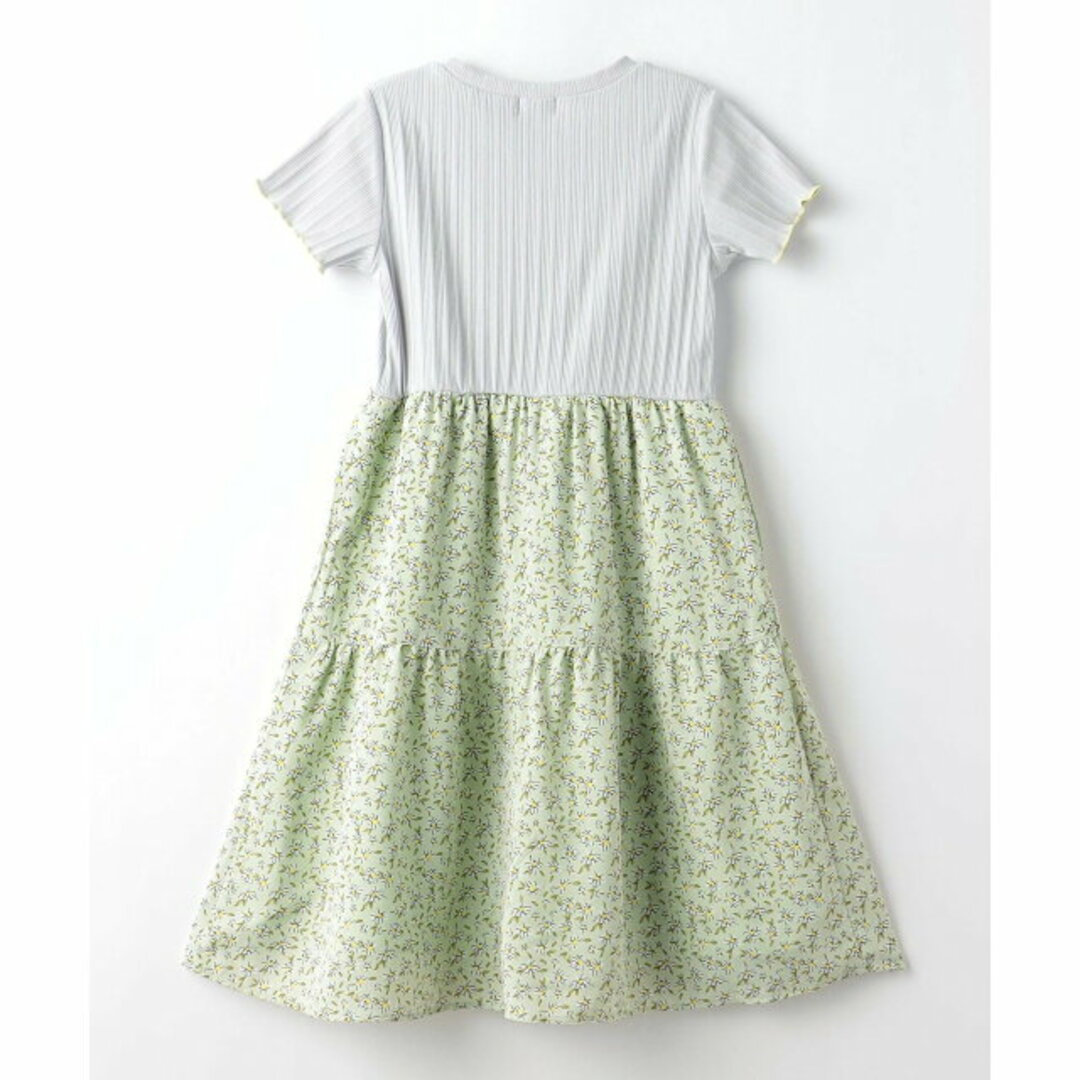 UNITED ARROWS green label relaxing(ユナイテッドアローズグリーンレーベルリラクシング)の【LIME】テレコ*花柄 ティアード ワンピース 110cm-130cm キッズ/ベビー/マタニティのキッズ服女の子用(90cm~)(ワンピース)の商品写真