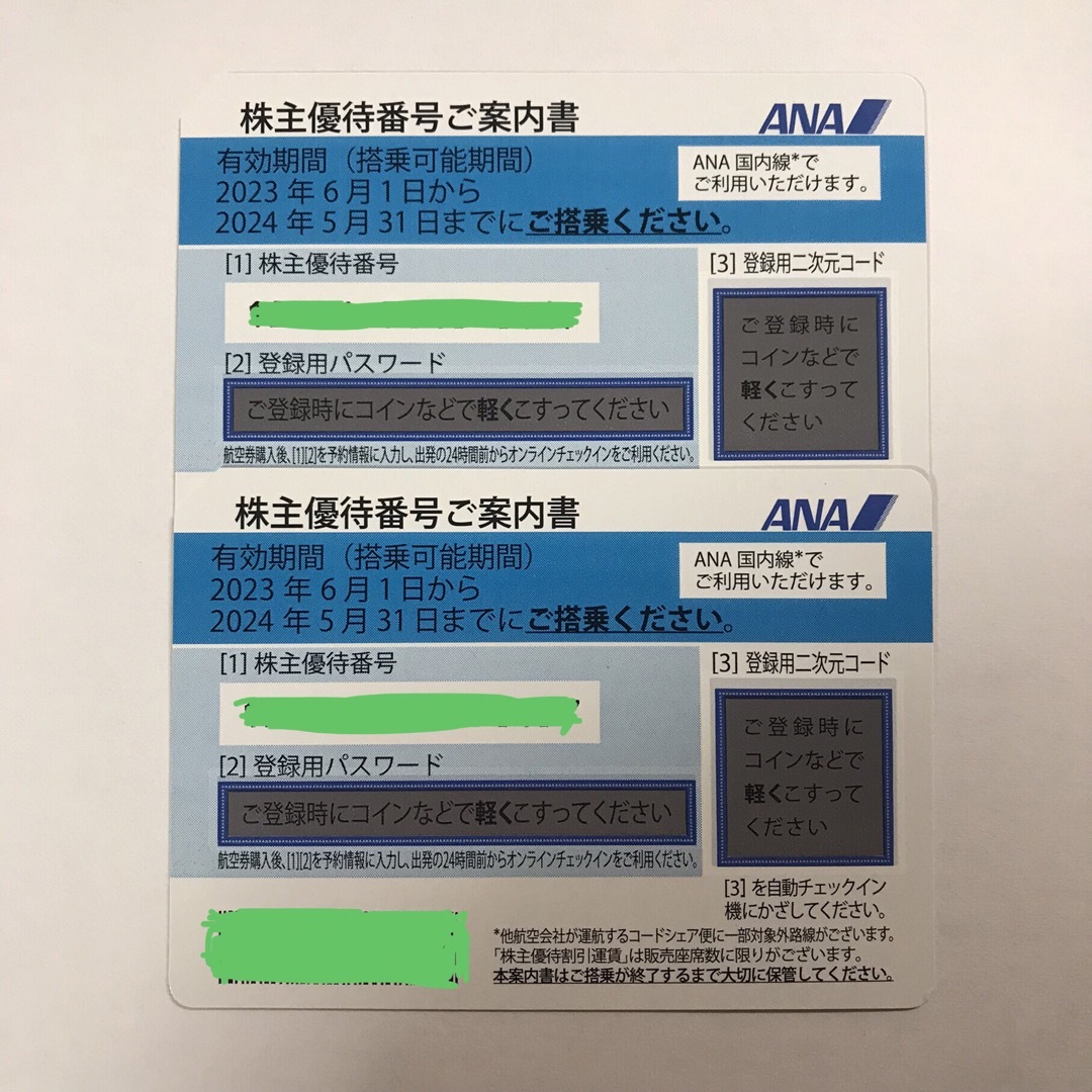 ANA(全日本空輸)(エーエヌエー(ゼンニッポンクウユ))のANA 株主優待券　2枚セット (匿名配送) チケットの優待券/割引券(その他)の商品写真