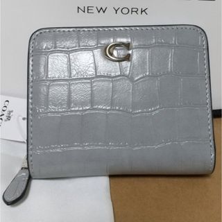 コーチ(COACH)の新品　コーチ　クロコダイル　グレー　二つ折り財布　小銭入れ有(財布)