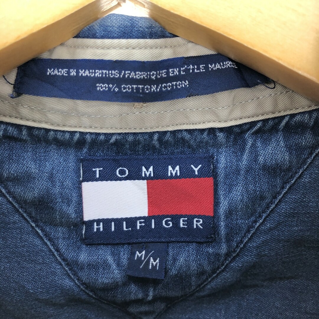 TOMMY HILFIGER(トミーヒルフィガー)の古着 90年代 トミーヒルフィガー TOMMY HILFIGER 切替 長袖 ボタンダウンデニムシャツ メンズM ヴィンテージ /eaa428938 メンズのトップス(シャツ)の商品写真