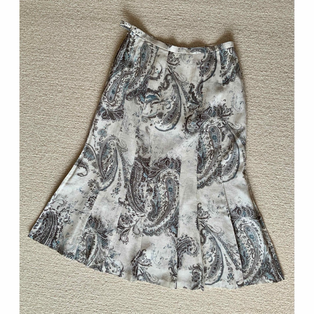 ハーモニカ 麻混 マーメイド ペイズリー 38 レディースのスカート(ロングスカート)の商品写真